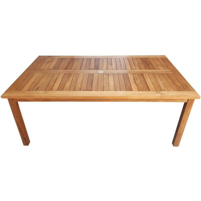 Chic Teak 7 Piece Teak Wood Antigua Patio Counter Height Bistro Set with 63  Rectangular Table and 6 Stools