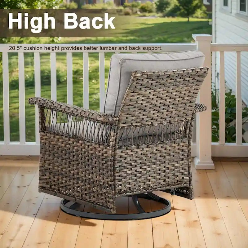 Gymojoy 2PCS Chairs Outdoor Patio Rattan Wicker Dining Chair - Brown