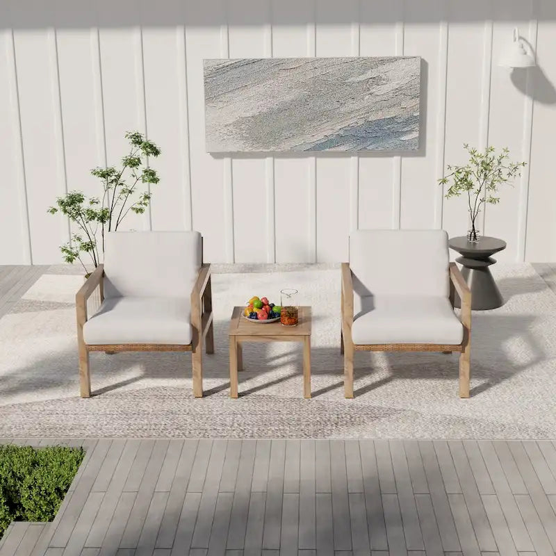 Wood-grain Aluminum Patio Conversation table