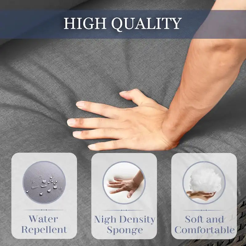 Outdoor Wicker Patio Sofa 3-seat Sofa - Brown