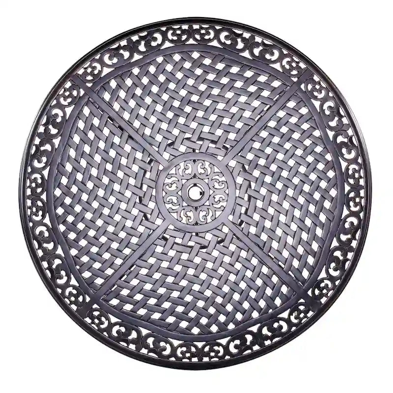 Clihome 48  Round Patio Aluminum Make Dining Table With Umbrella Hole