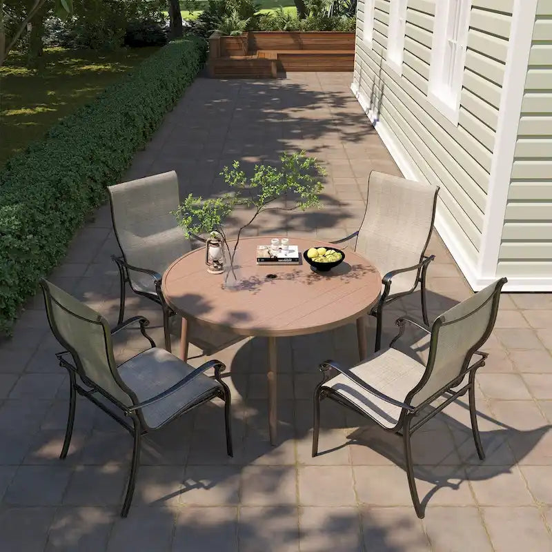 4 Piece Textilene Fabric Cast Aluminum Frame Dining Chair