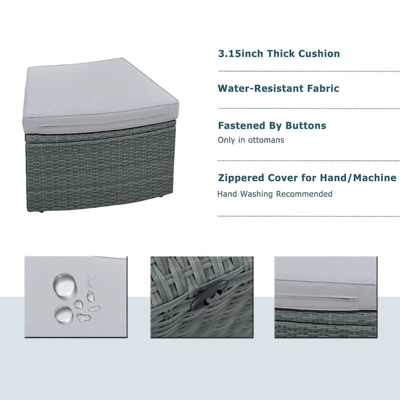 Outdoor Rattan Sofa Set (10 Pieces)
