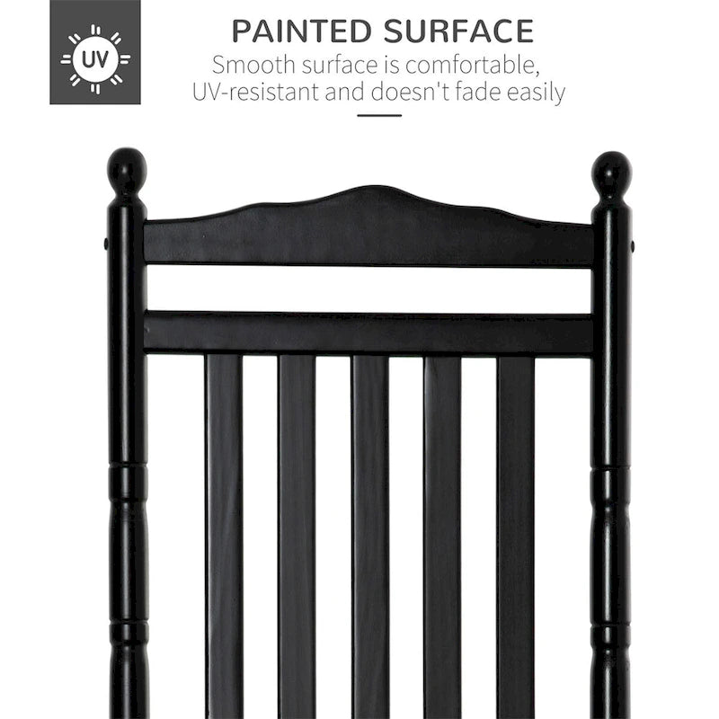 Outsunny Traditional Wooden High-Back Rocking Chair for Porch,Outdoor