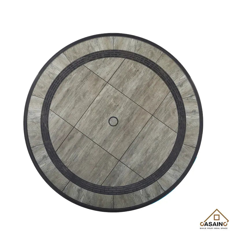 Cast Aluminum 5-Piece Outdoor Patio Dining Set with Ceramic Tile Top Round Table and Chairs