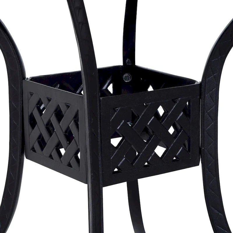 Patio Square Cast Aluminum Dining Table with 2  Dia Umbrella Hole, Outdoor Bistro Table