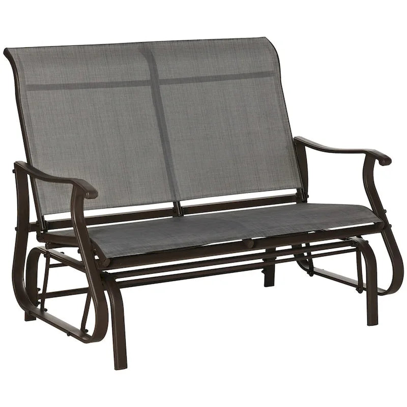 Outdoor Patio Glider Bench with Powder Coated Steel Frame