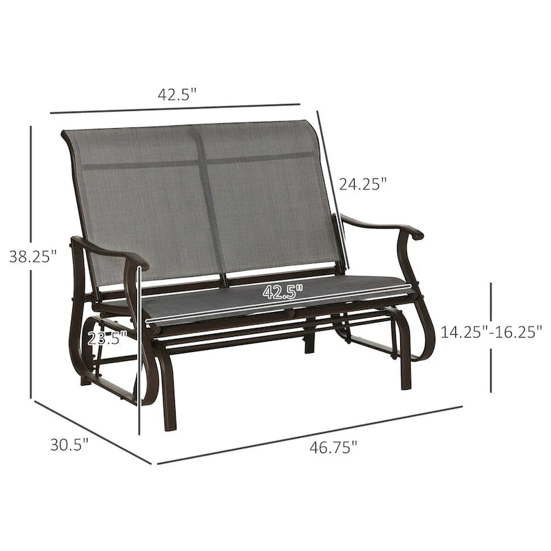 Outdoor Patio Glider Bench with Powder Coated Steel Frame