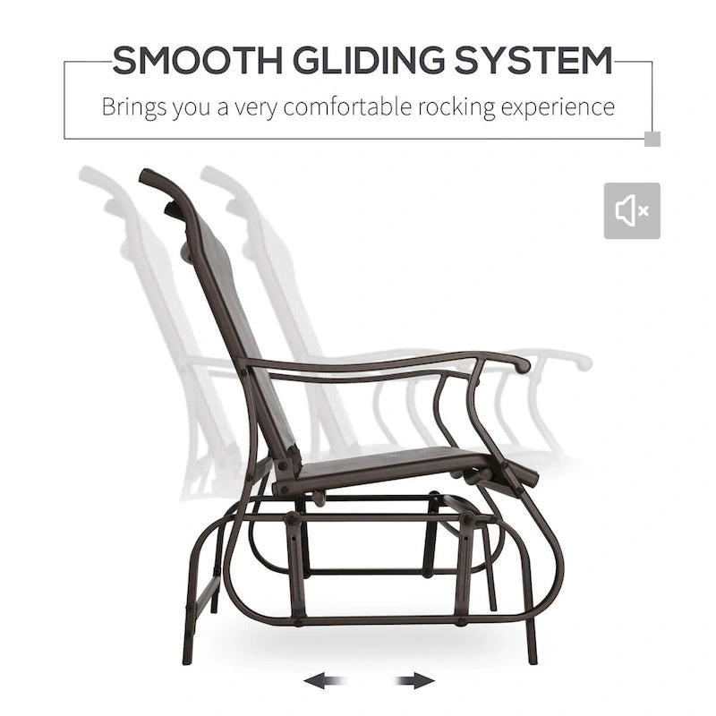 Outdoor Patio Glider Bench with Powder Coated Steel Frame