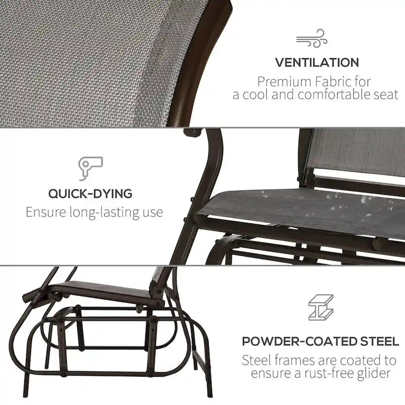 Outdoor Patio Glider Bench with Powder Coated Steel Frame