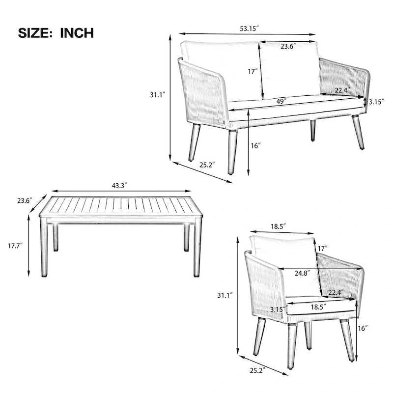 4-Piece Patio Conversation Set