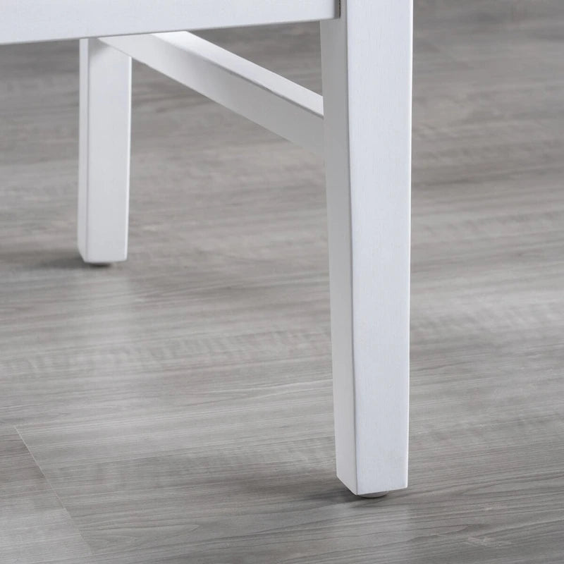 Farmhouse Acacia Wood Dining Chairs, White / Walnut 21D x 17.75W x 35.5H Inch