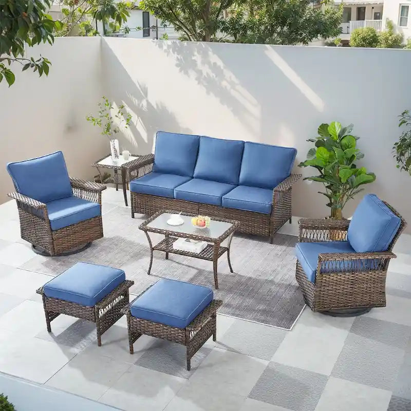 Gymojoy 3 Peices Patio Chairs with Coffee Table - Brown