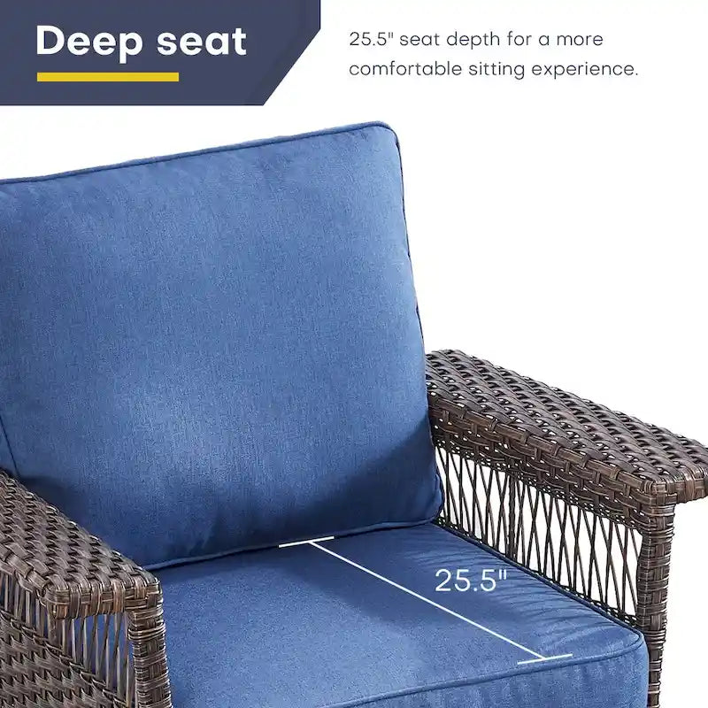 Gymojoy 3 Peices Patio Chairs with Coffee Table - Brown