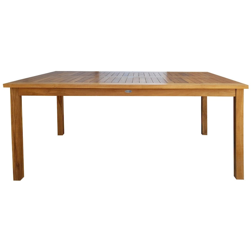 Chic Teak 5 Piece Teak Wood Antigua Patio Counter Height Bistro Set with 63  Rectangular Table and 4 Stools