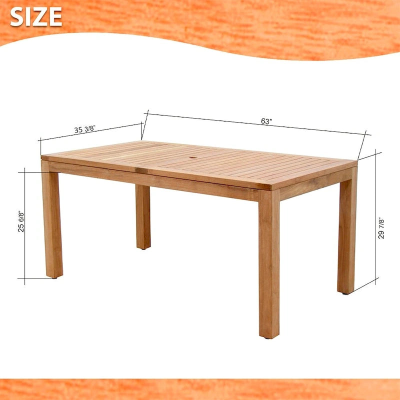 Oslo 7-Piece Outdoor Patio Furniture Dining Set Teak Rectangular