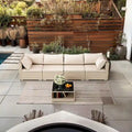 5-Piece Patio Furniture Set, All-Weather Boho Outdoor Conversation Set Sectional Sofa with Water Resistant Grey Thick Cushions