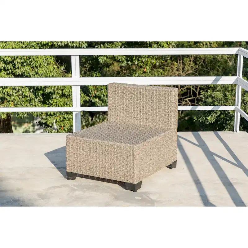 5-Piece Patio Furniture Set, All-Weather Boho Outdoor Conversation Set Sectional Sofa with Water Resistant Grey Thick Cushions