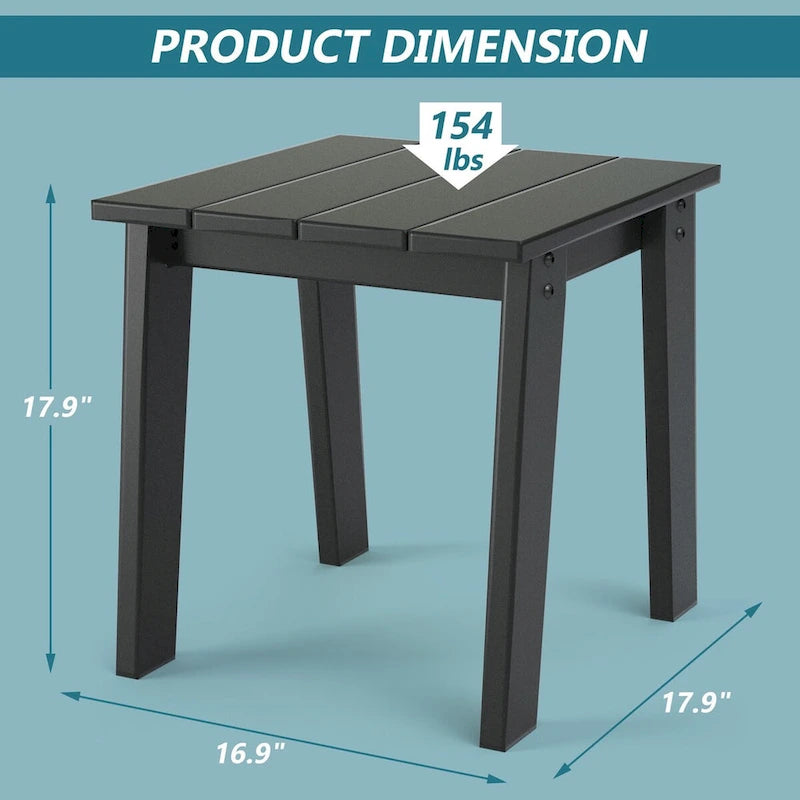 Adirondack Outdoor Side Table, HDPE Plastic End Tables for Patio, Backyard, Pool, Indoor Outdoor Companion