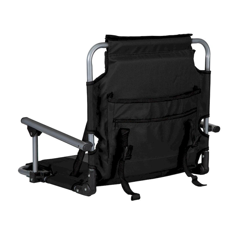 Stansport Tubular Frame Folding Stadium Seat with Arms - Black-Tan