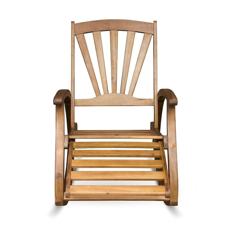 Teak Acacia Wood Outdoor Reclining Rocking Chair by Christopher Knight Home