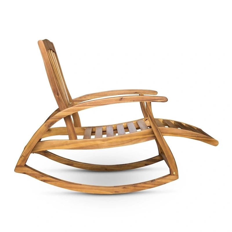 Teak Acacia Wood Outdoor Reclining Rocking Chair by Christopher Knight Home