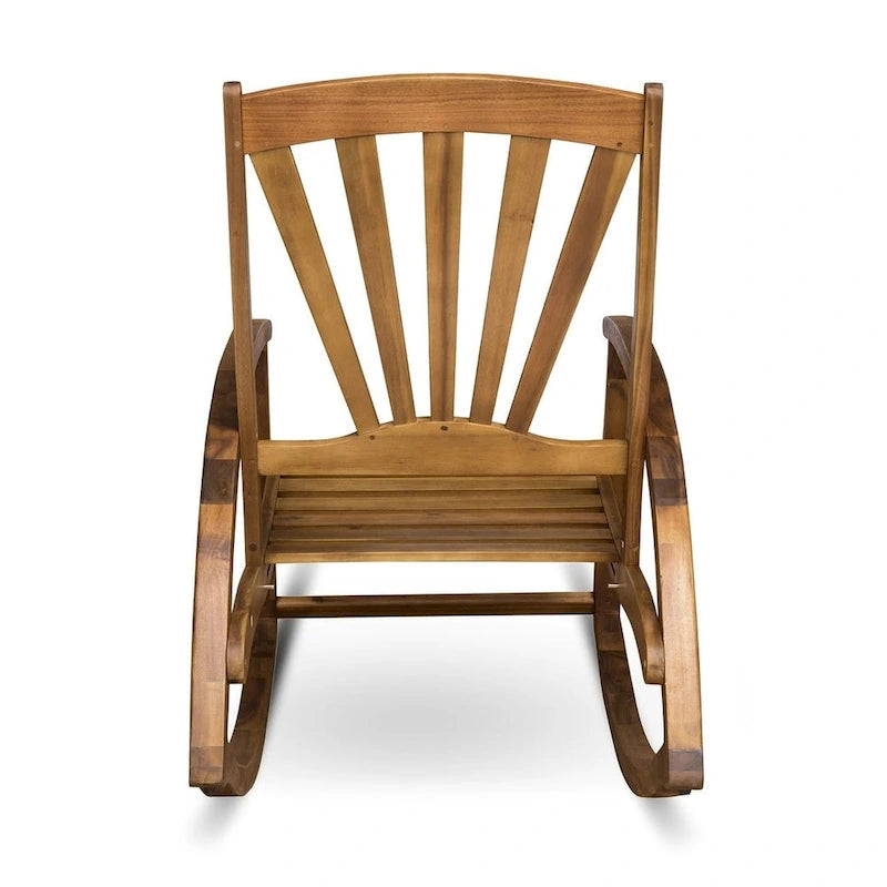 Teak Acacia Wood Outdoor Reclining Rocking Chair by Christopher Knight Home