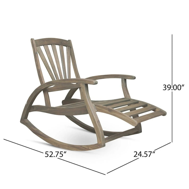 Teak Acacia Wood Outdoor Reclining Rocking Chair by Christopher Knight Home