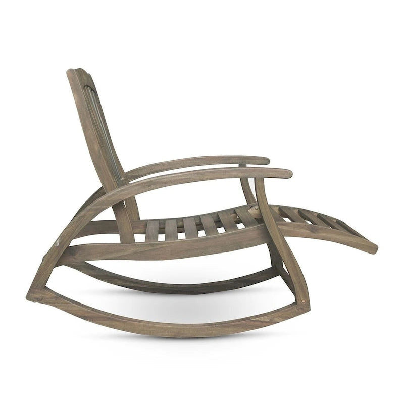 Teak Acacia Wood Outdoor Reclining Rocking Chair by Christopher Knight Home