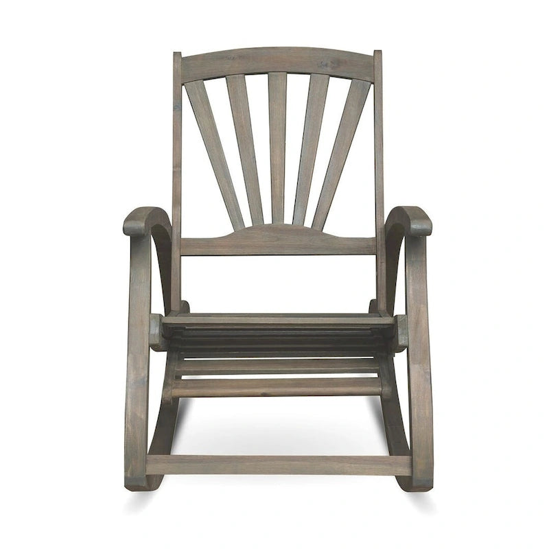 Teak Acacia Wood Outdoor Reclining Rocking Chair by Christopher Knight Home