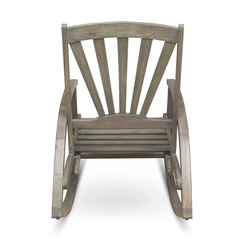 Teak Acacia Wood Outdoor Reclining Rocking Chair by Christopher Knight Home