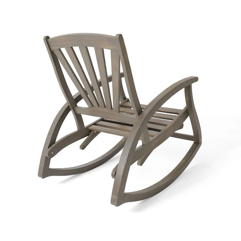 Teak Acacia Wood Outdoor Reclining Rocking Chair by Christopher Knight Home