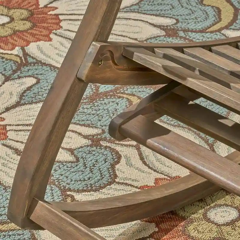 Teak Acacia Wood Outdoor Reclining Rocking Chair by Christopher Knight Home