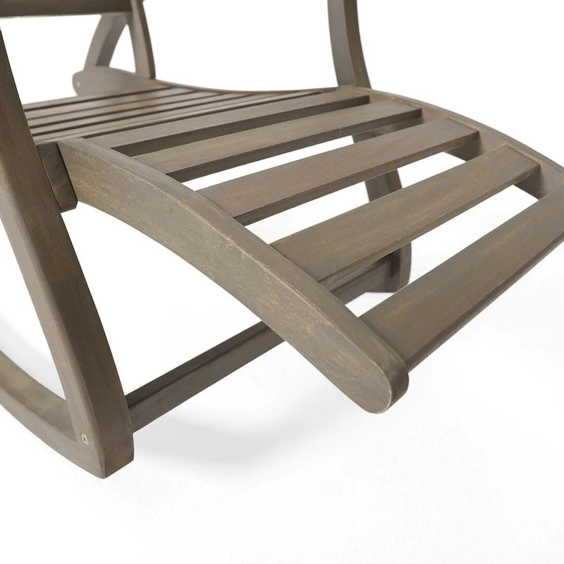 Teak Acacia Wood Outdoor Reclining Rocking Chair by Christopher Knight Home