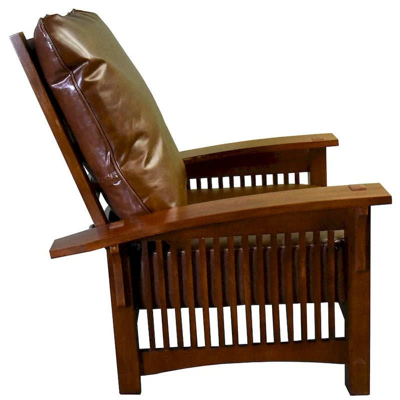 Leather & Oak Morris Chair – Single Seat, Chestnut / Brown