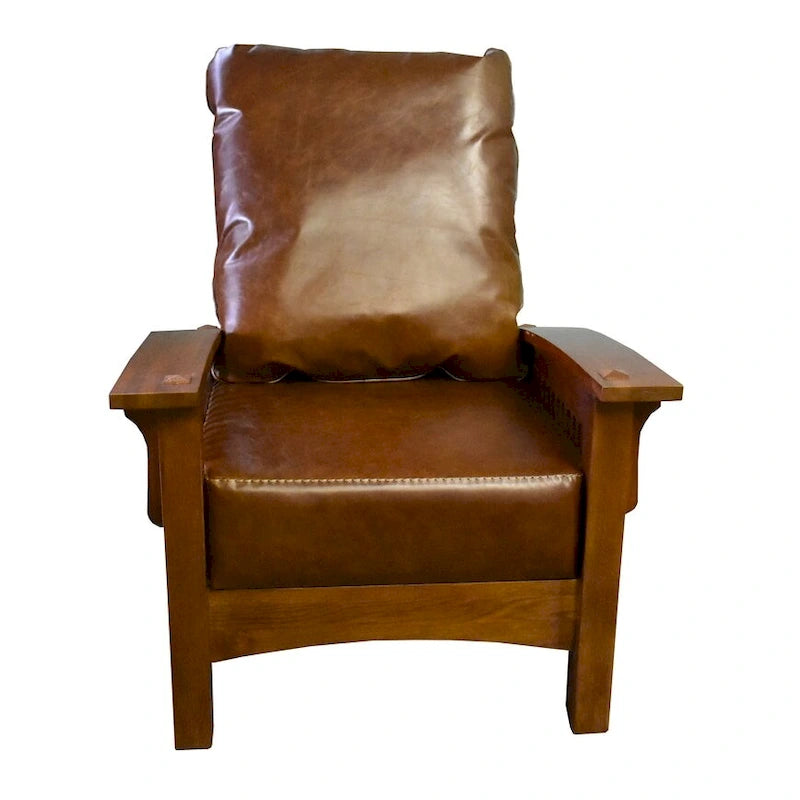 Leather & Oak Morris Chair – Single Seat, Chestnut / Brown