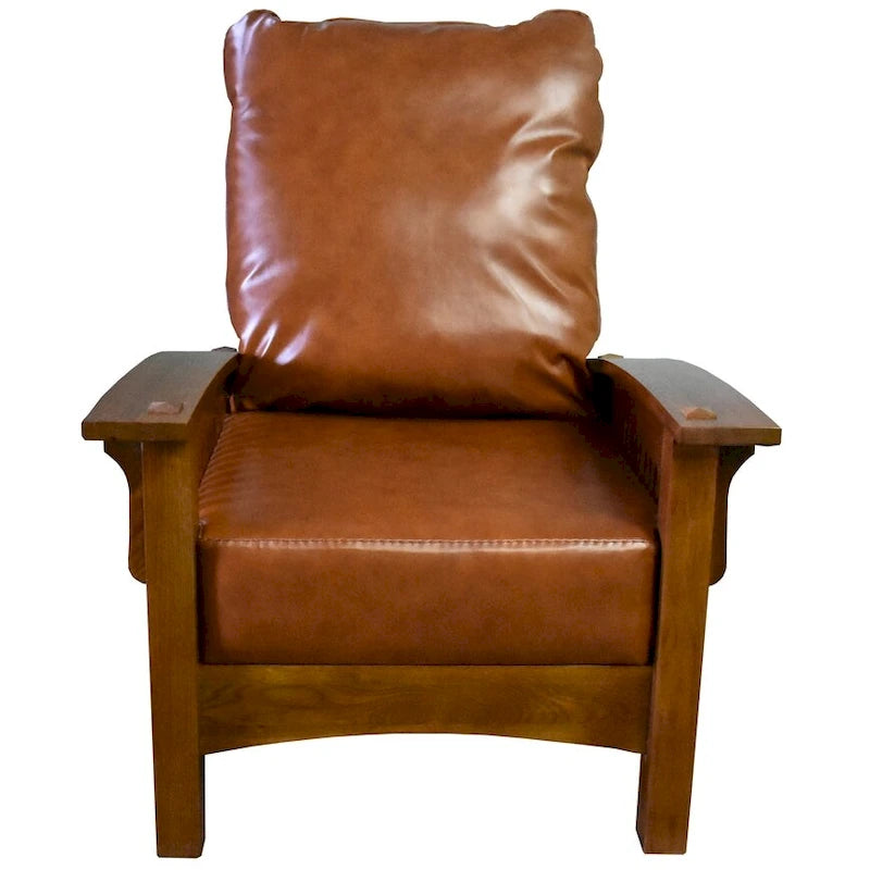 Leather & Oak Morris Chair – Single Seat, Chestnut / Brown