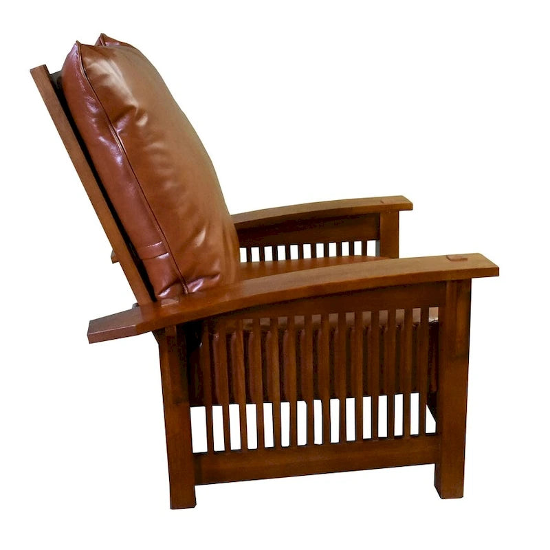 Leather & Oak Morris Chair – Single Seat, Chestnut / Brown