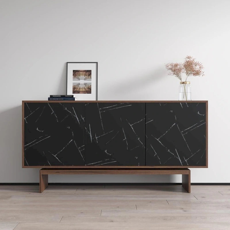 Modern Matte Sideboard / Buffet – Walnut/Black / Walnut/White