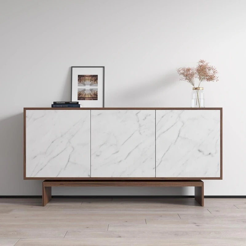 Modern Matte Sideboard / Buffet – Walnut/Black / Walnut/White