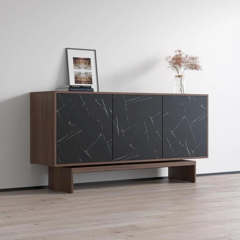 Modern Matte Sideboard / Buffet – Walnut/Black / Walnut/White