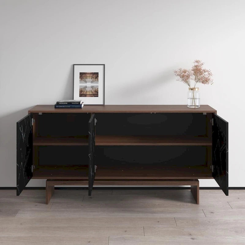 Modern Matte Sideboard / Buffet – Walnut/Black / Walnut/White
