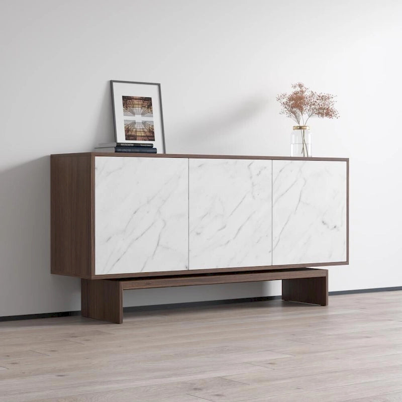 Modern Matte Sideboard / Buffet – Walnut/Black / Walnut/White