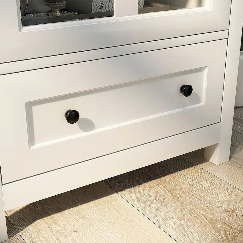 Retro Glass Door Buffet Cabinet with Drawer – White, 1 Door / 2 Doors