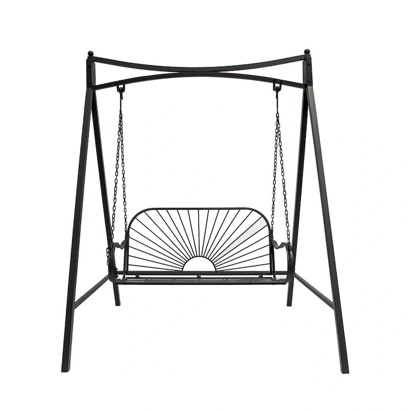 XBrand 60  Iron Sun-Patterned Hanging Seat for Two Indoor/Outdoor Swing Bench