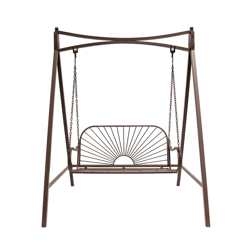XBrand 60  Iron Sun-Patterned Hanging Seat for Two Indoor/Outdoor Swing Bench