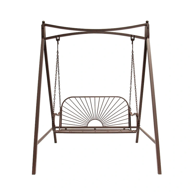 XBrand 60  Iron Sun-Patterned Hanging Seat for Two Indoor/Outdoor Swing Bench