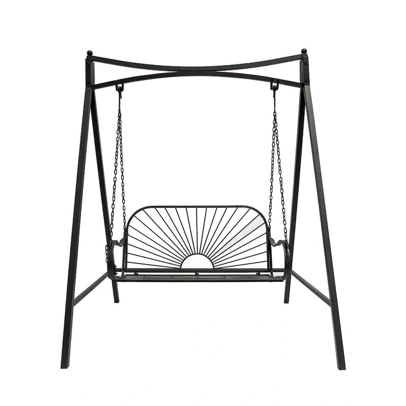 XBrand 60  Iron Sun-Patterned Hanging Seat for Two Indoor/Outdoor Swing Bench
