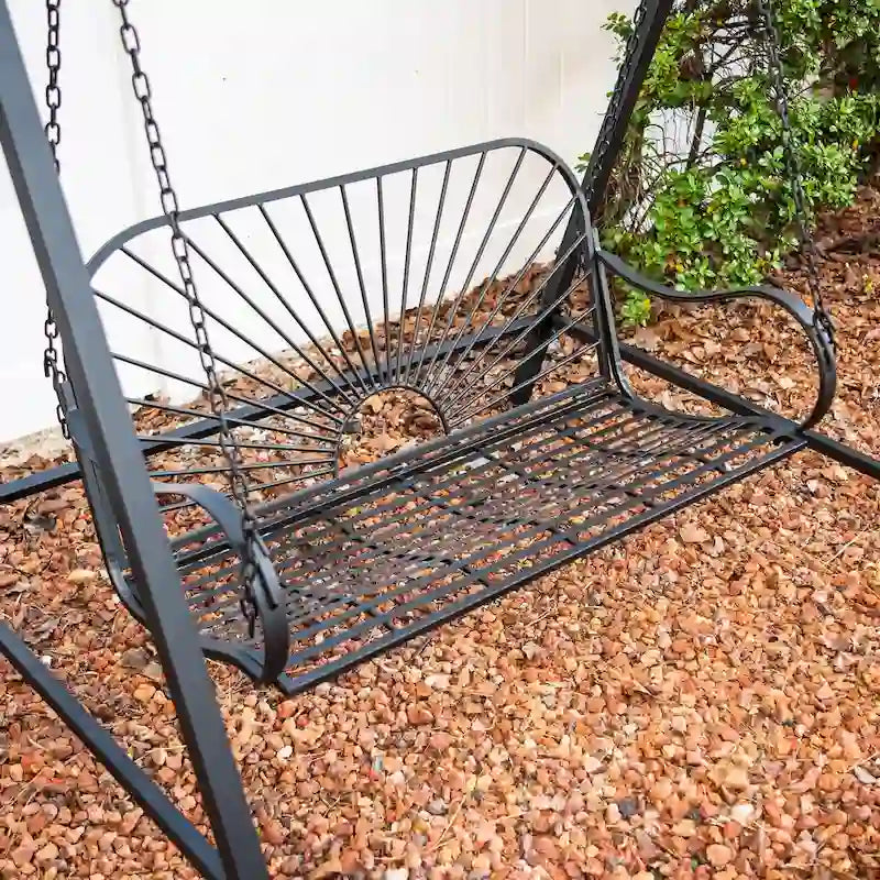 XBrand 60  Iron Sun-Patterned Hanging Seat for Two Indoor/Outdoor Swing Bench