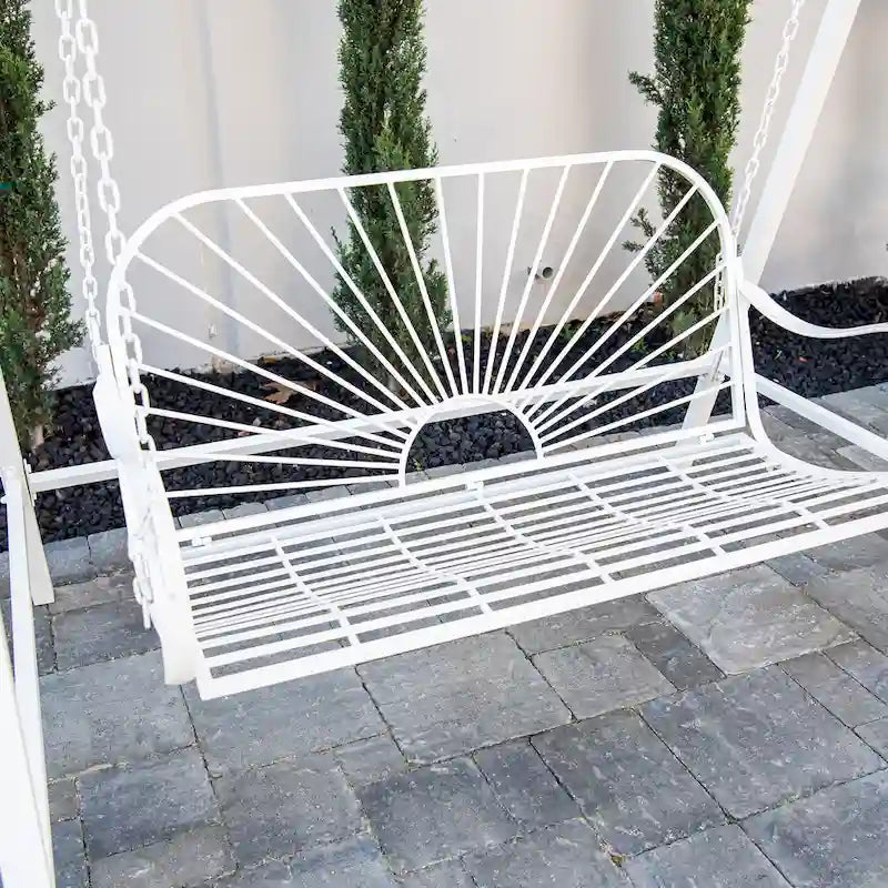 XBrand 60  Iron Sun-Patterned Hanging Seat for Two Indoor/Outdoor Swing Bench